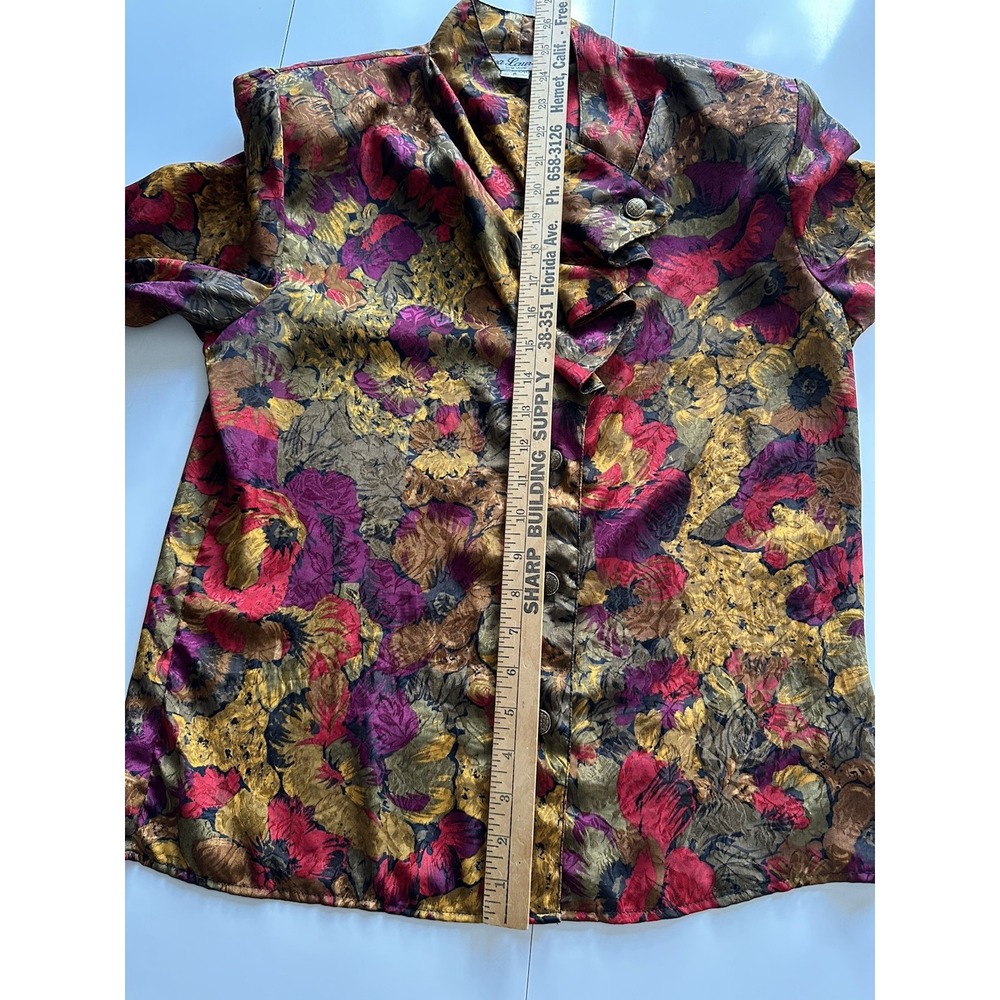 VTG Chic Top Office Secretary Eva Laurel Floral Blouse Career Sz 6 - Picture 16 of 16